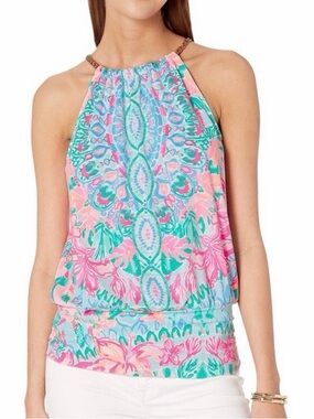 Lilly Pulitzer Bowen Halter Top in Hot Tamale size Medium